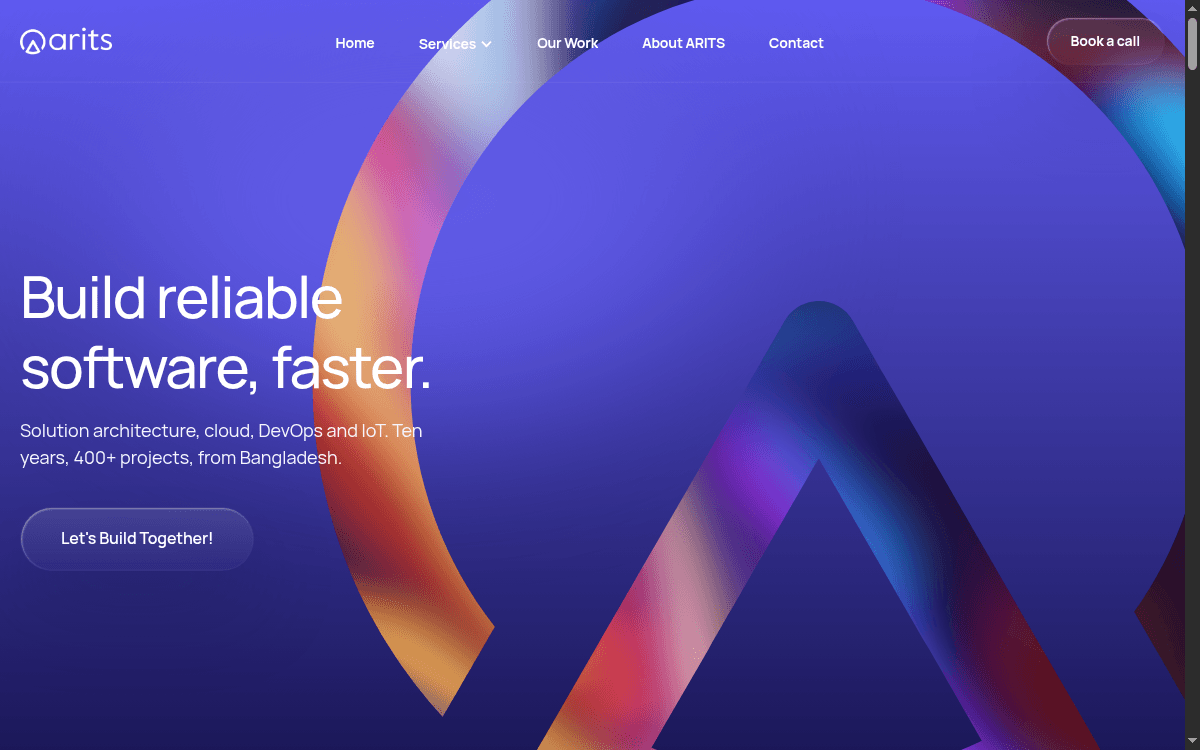 Screenshot of ARITS Limited — Next.js, TypeScript, Headless WordPress project by Shafin Ahmed