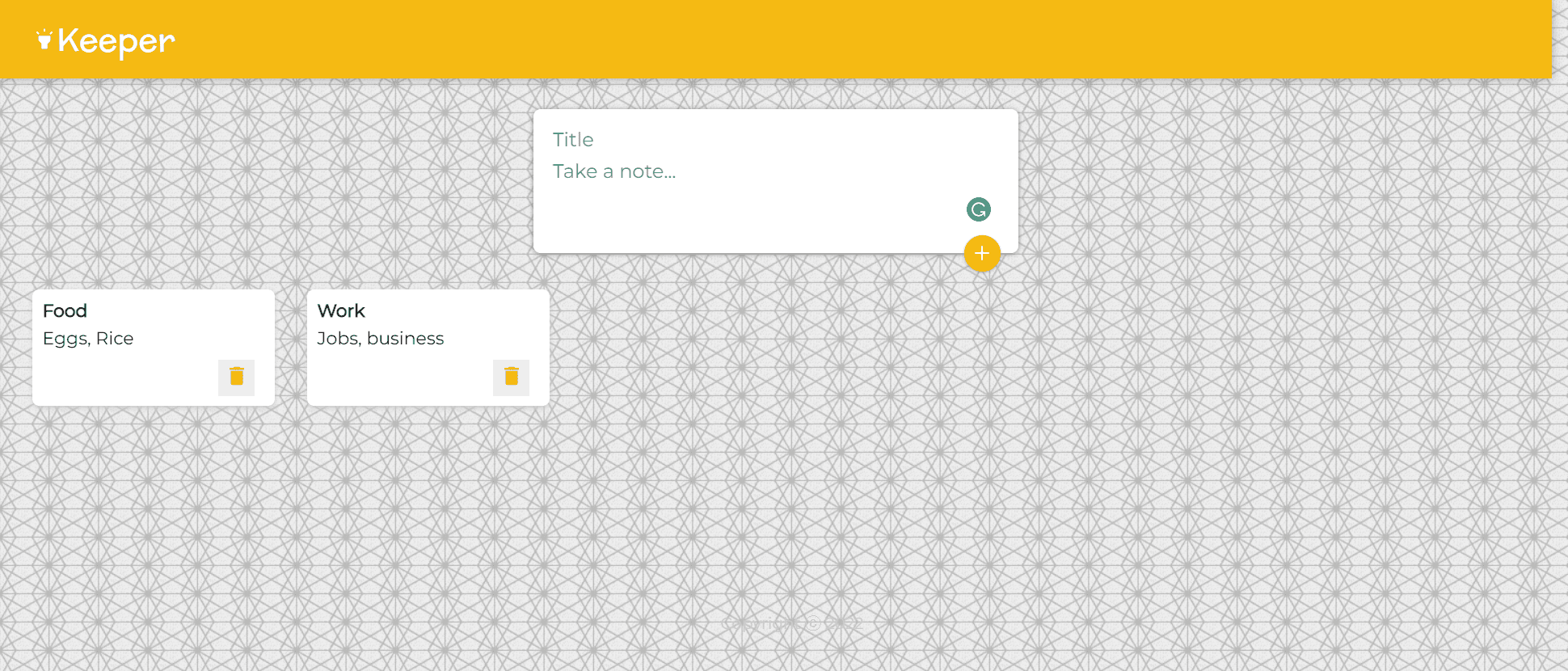 Screenshot of Keeper App — React.js, JavaScript project by Shafin Ahmed